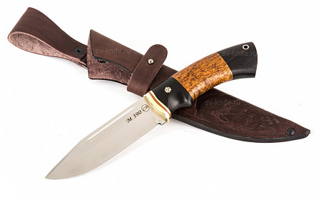 Нож "Сибиряк": сталь - Bohler М390; рукоять - карельская береза, черный граб